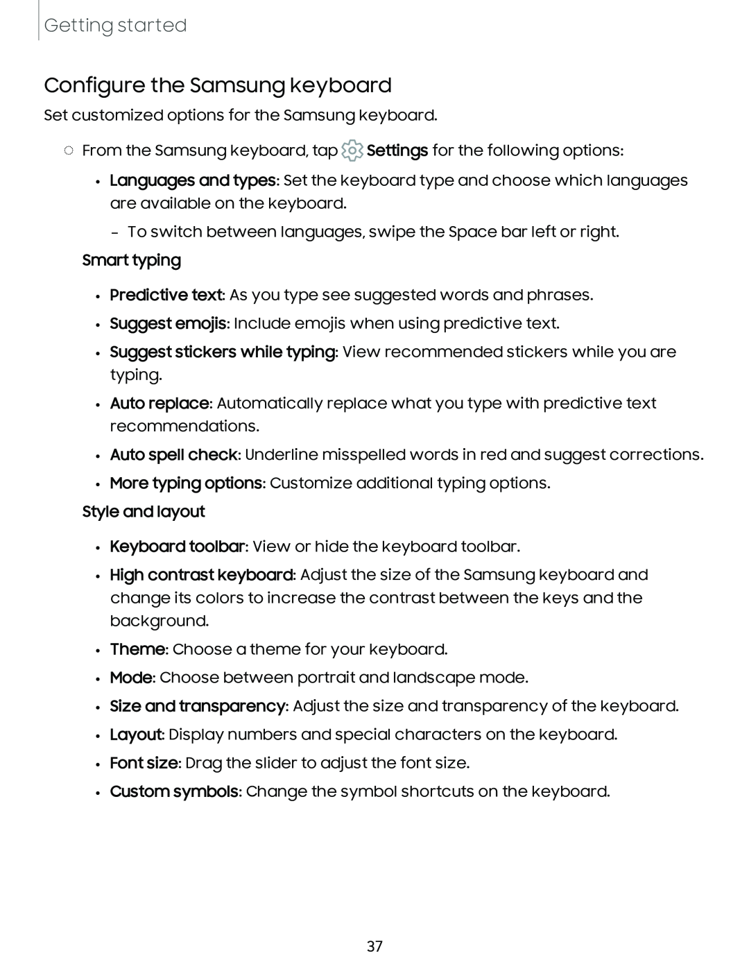 Configure the Samsung keyboard