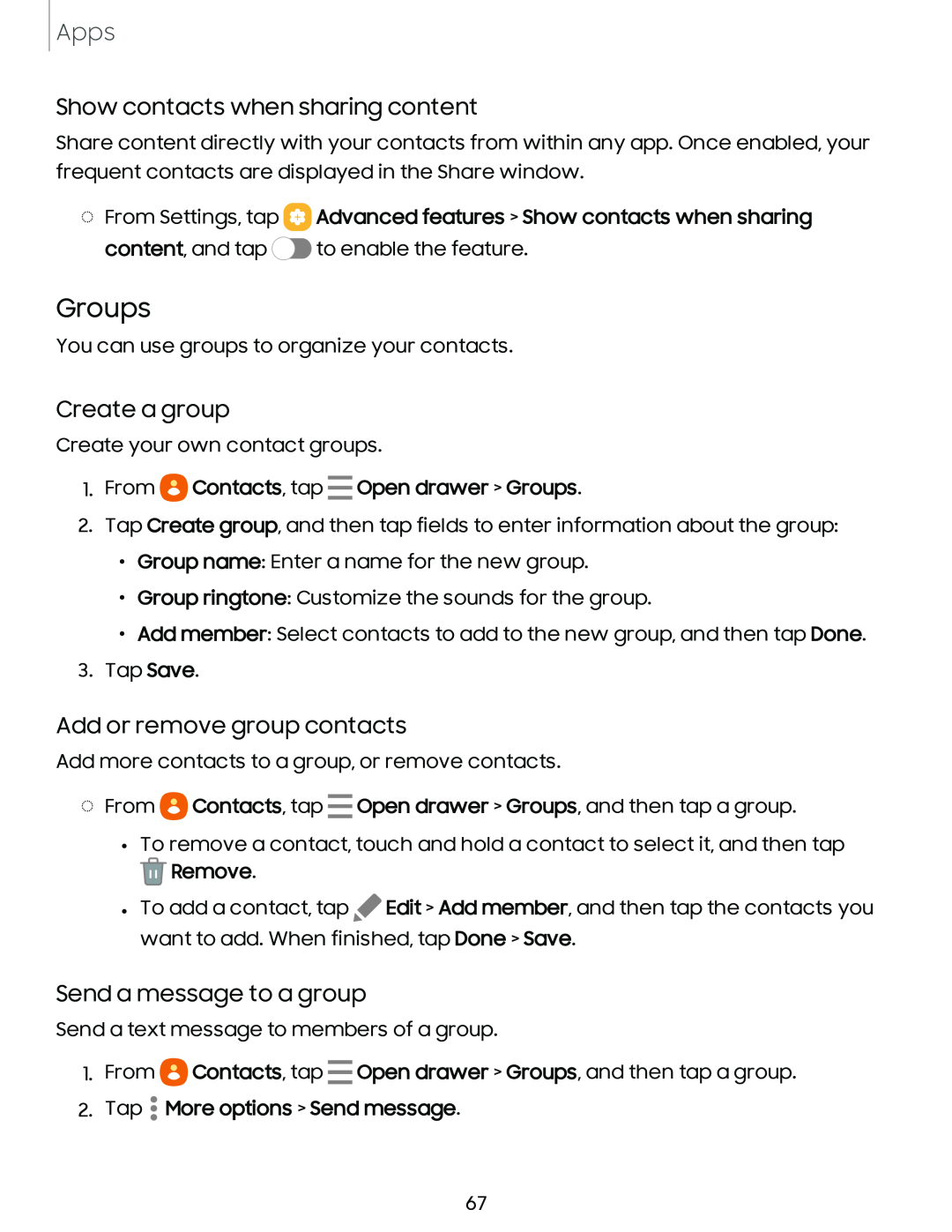 Add or remove group contacts Galaxy A20 Boost Mobile