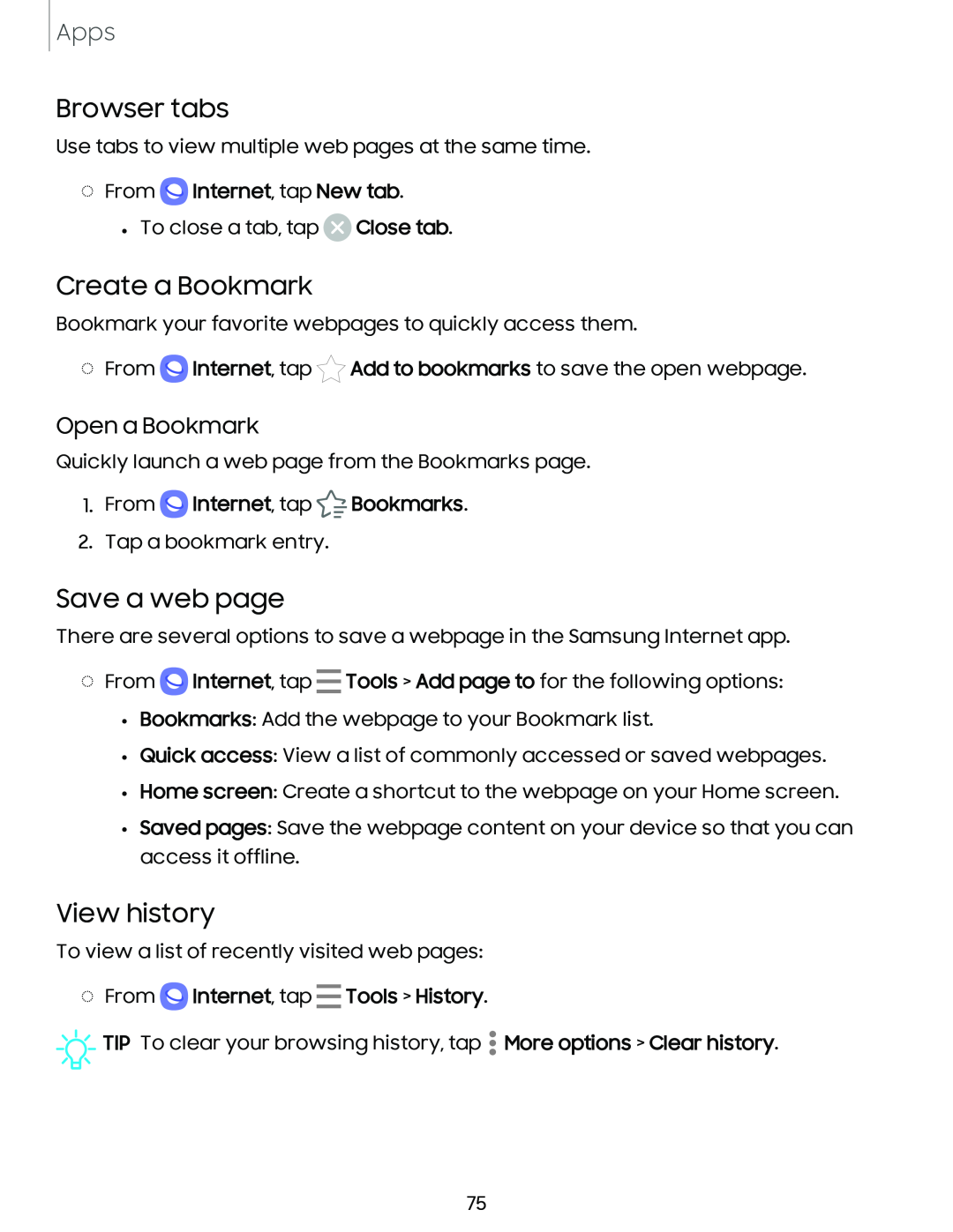 View history Galaxy A20 Sprint