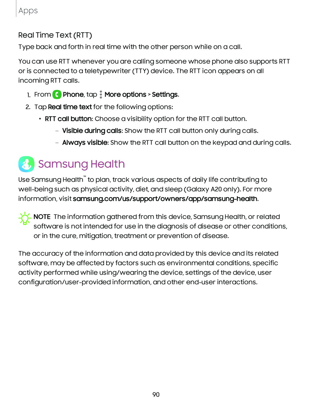 Samsung Health Galaxy A20 Sprint