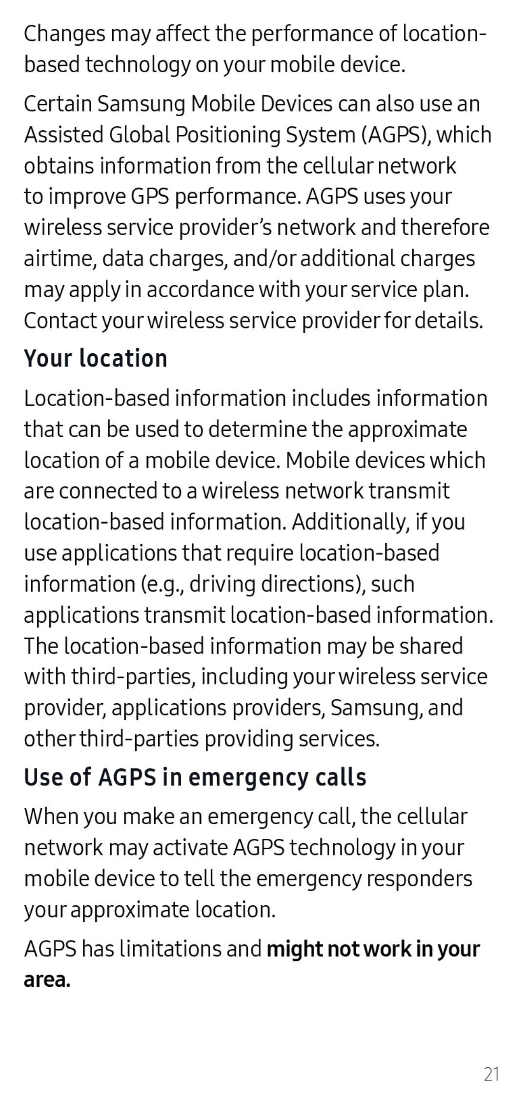 Use of AGPS in emergency calls Galaxy A20 T-Mobile