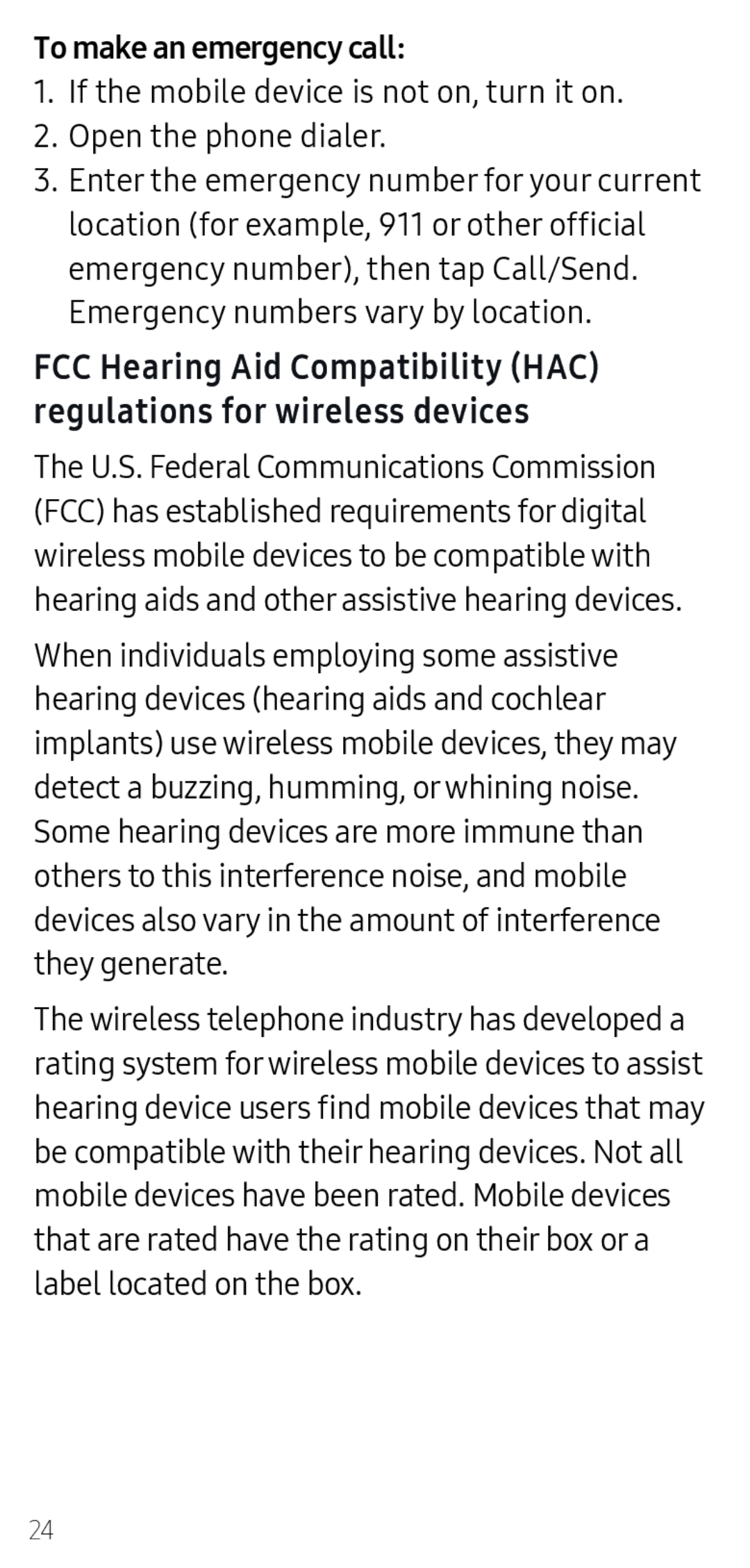 FCC Hearing Aid Compatibility (HAC) regulations for wireless devices Galaxy A20 T-Mobile