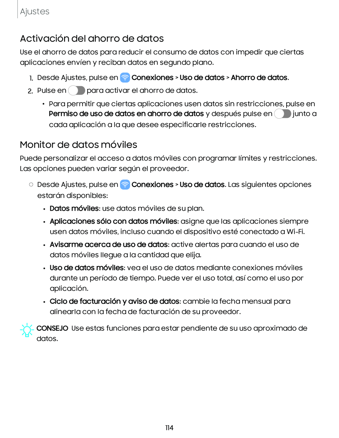 Monitor de datos móviles Galaxy A10e TracFone