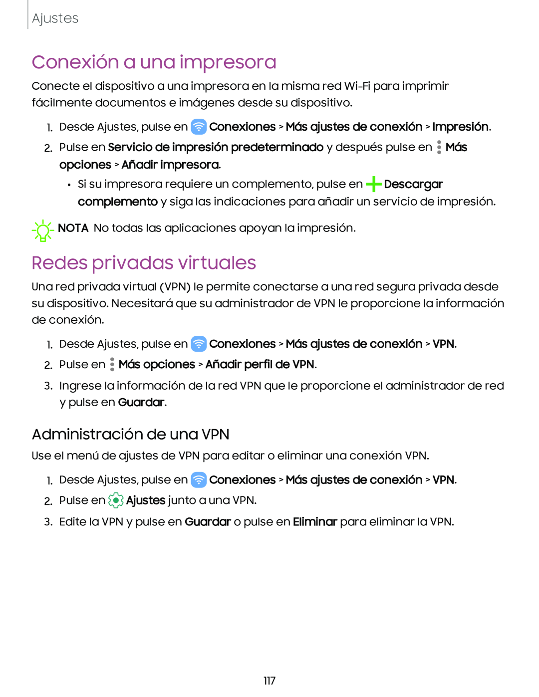 Administración de una VPN Galaxy A10e TracFone