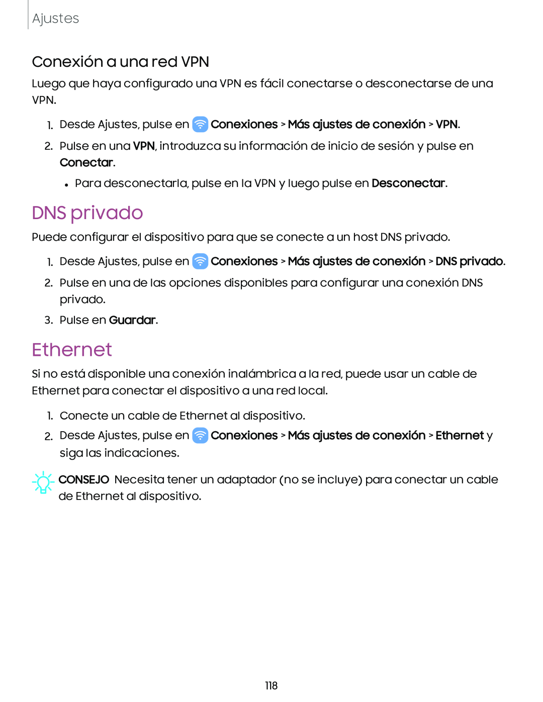 Conexión a una red VPN Galaxy A10e TracFone