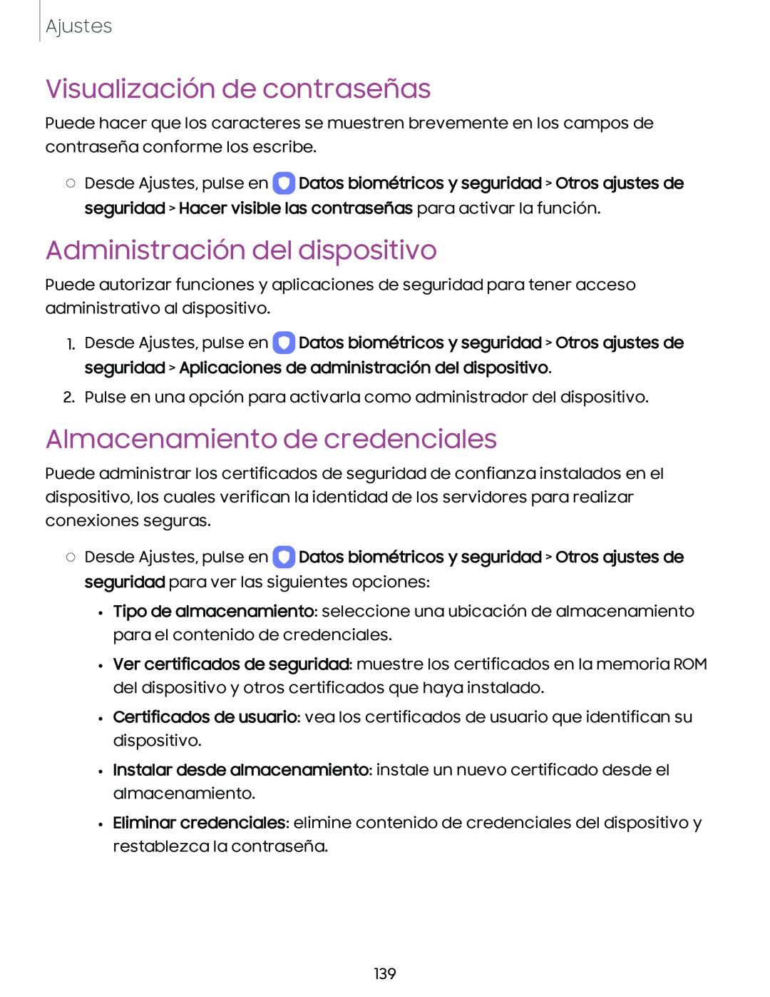 Visualización de contraseñas Galaxy A10e TracFone