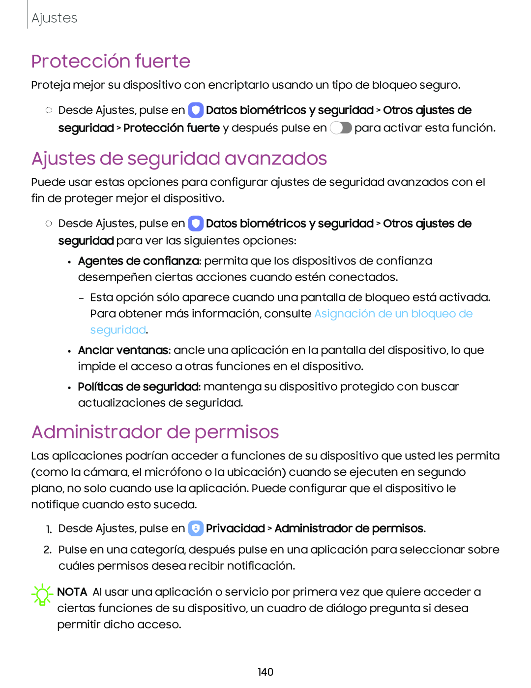 Ajustes de seguridad avanzados Galaxy A10e TracFone