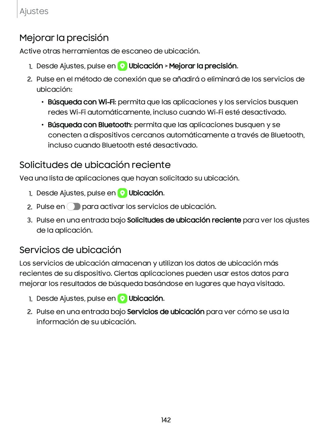 Solicitudes de ubicación reciente Galaxy A10e TracFone