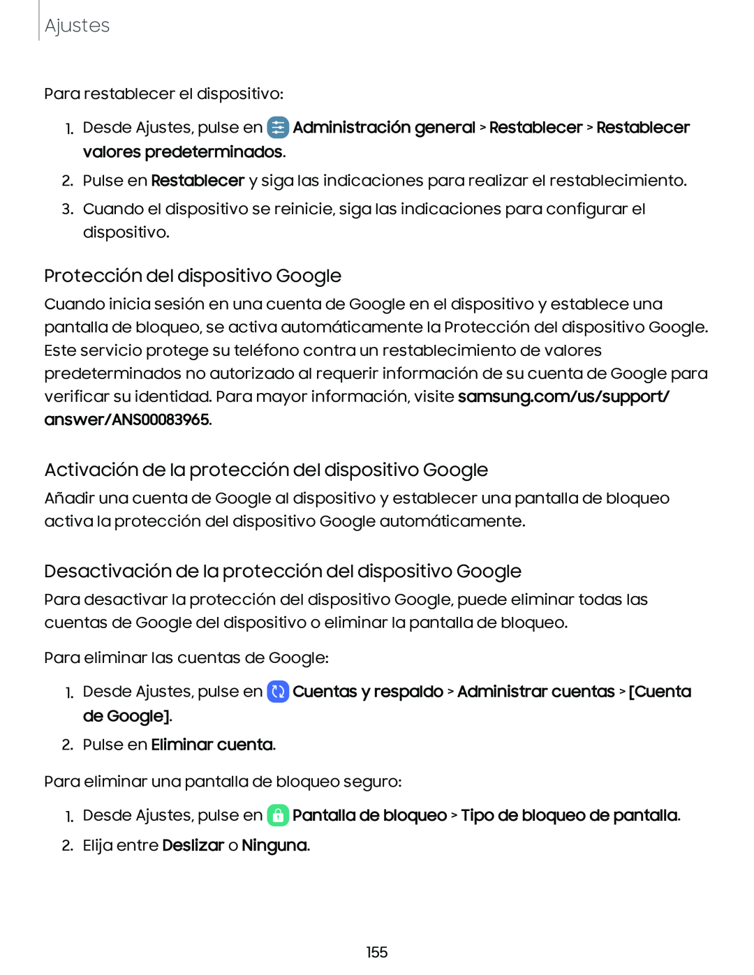 Desactivación de la protección del dispositivo Google Galaxy A10e TracFone