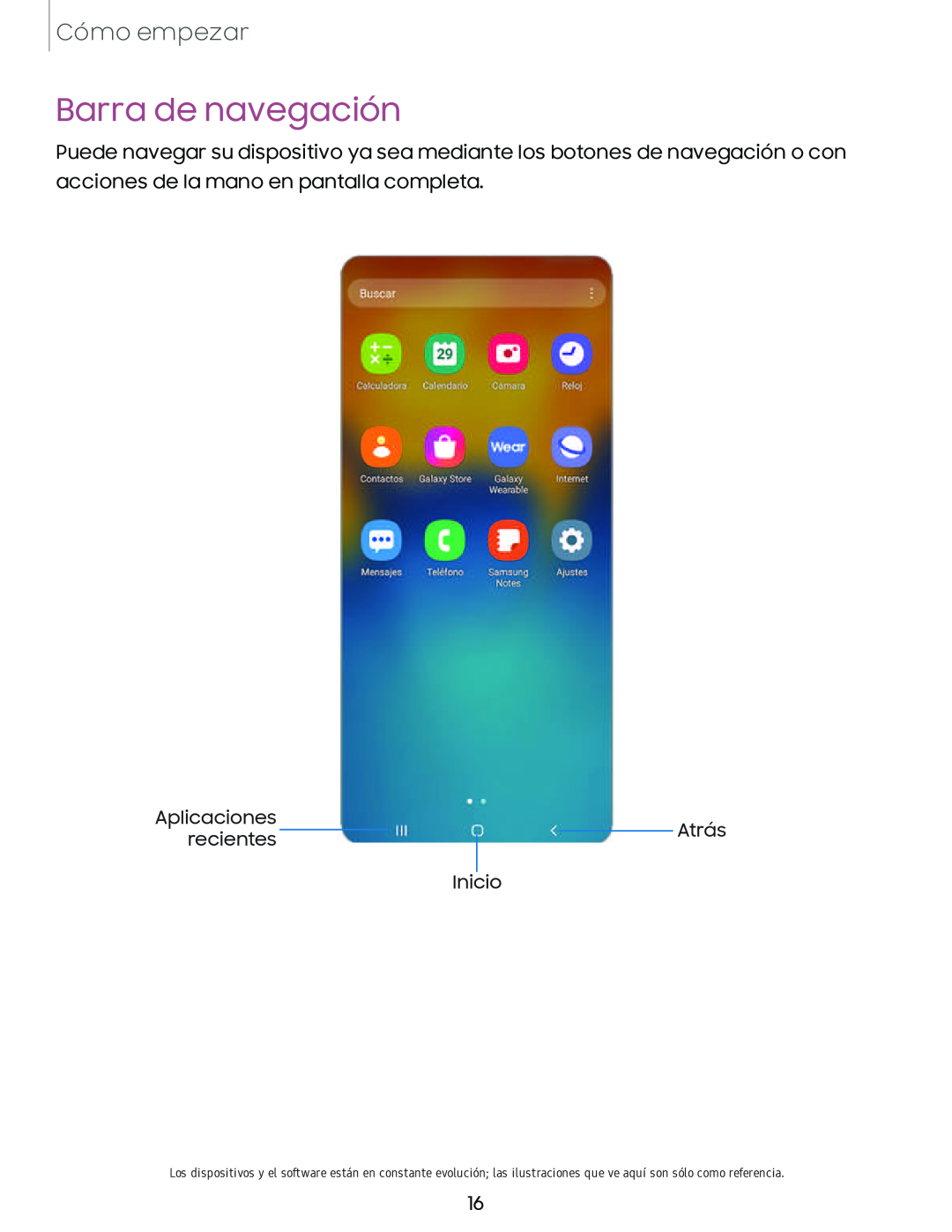 Barra de navegación Galaxy A10e TracFone