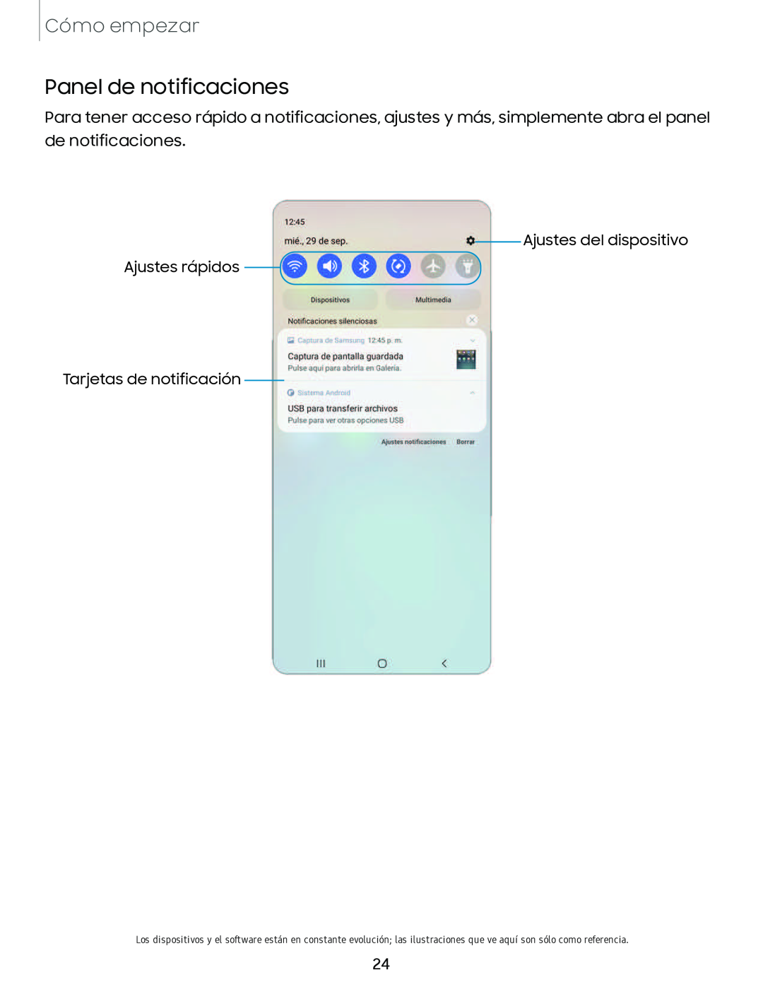 Panel de notificaciones Galaxy A10e TracFone