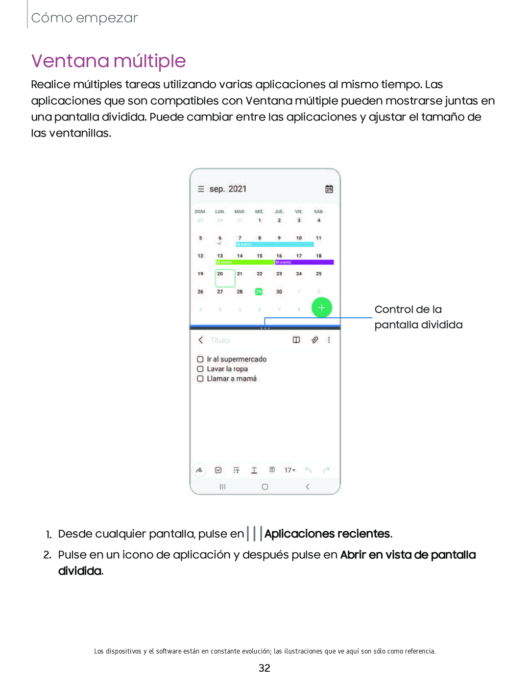 Ventana múltiple Galaxy A10e TracFone