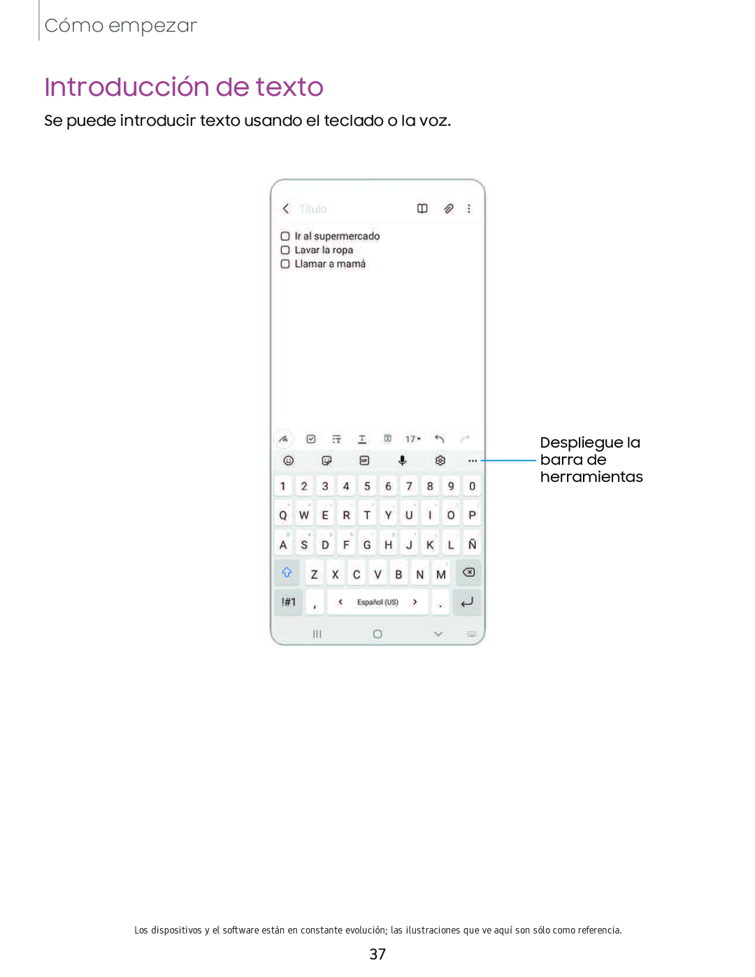 Introducción de texto Galaxy A10e TracFone