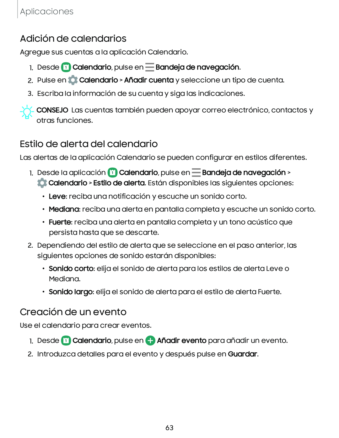 Adición de calendarios Galaxy A10e TracFone