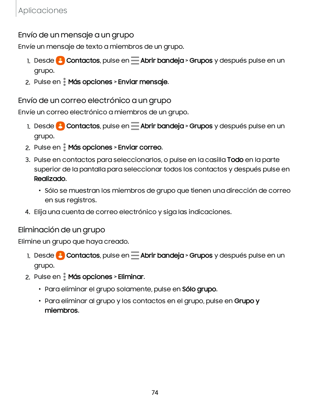 Envío de un correo electrónico a un grupo Galaxy A10e TracFone