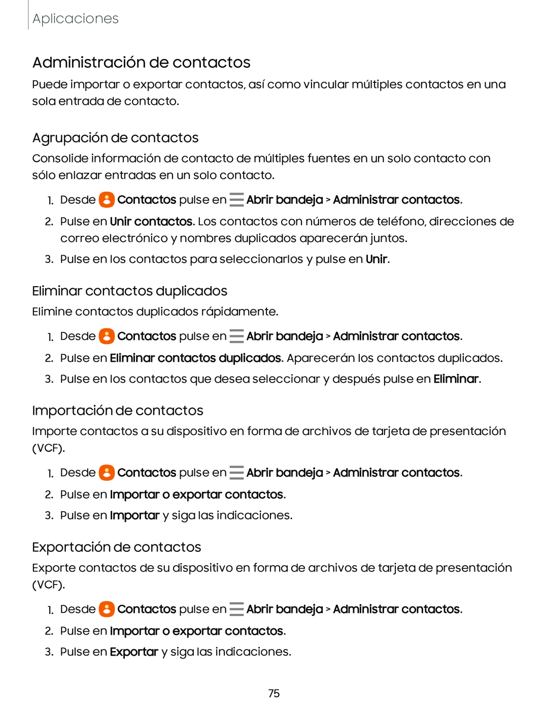 Administración de contactos Galaxy A10e TracFone