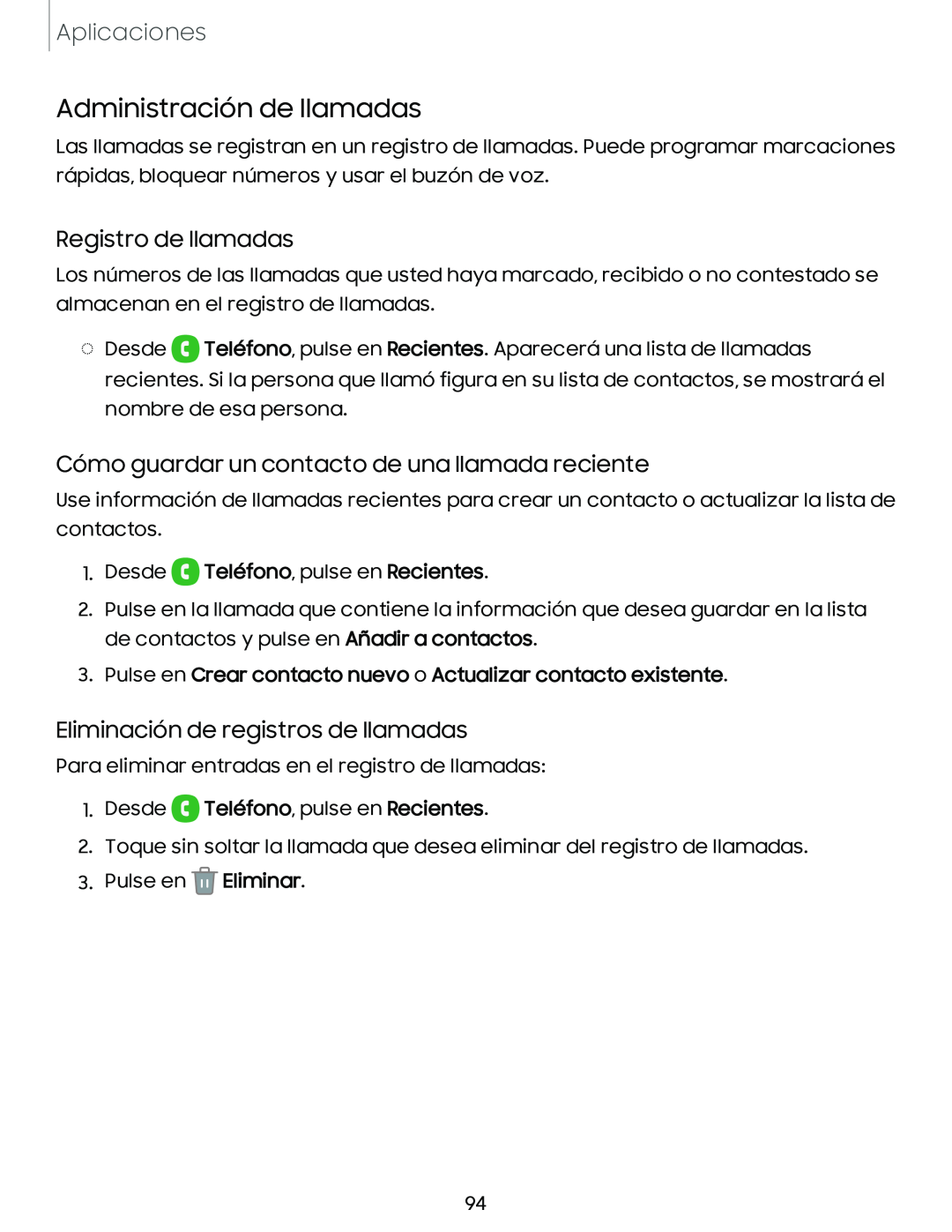 Administración de llamadas Galaxy A10e TracFone