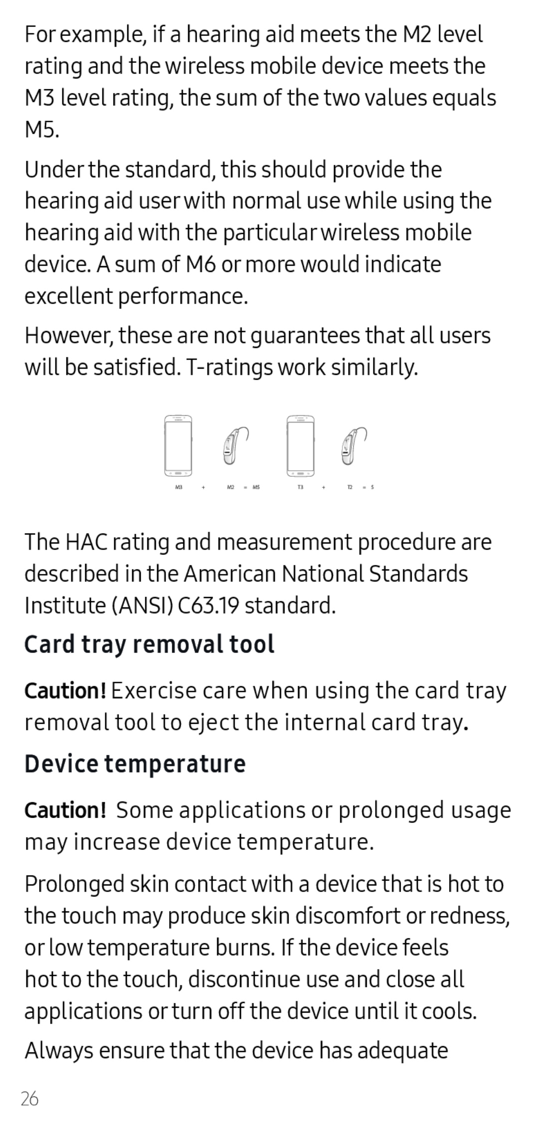 Card tray removal tool Device temperature