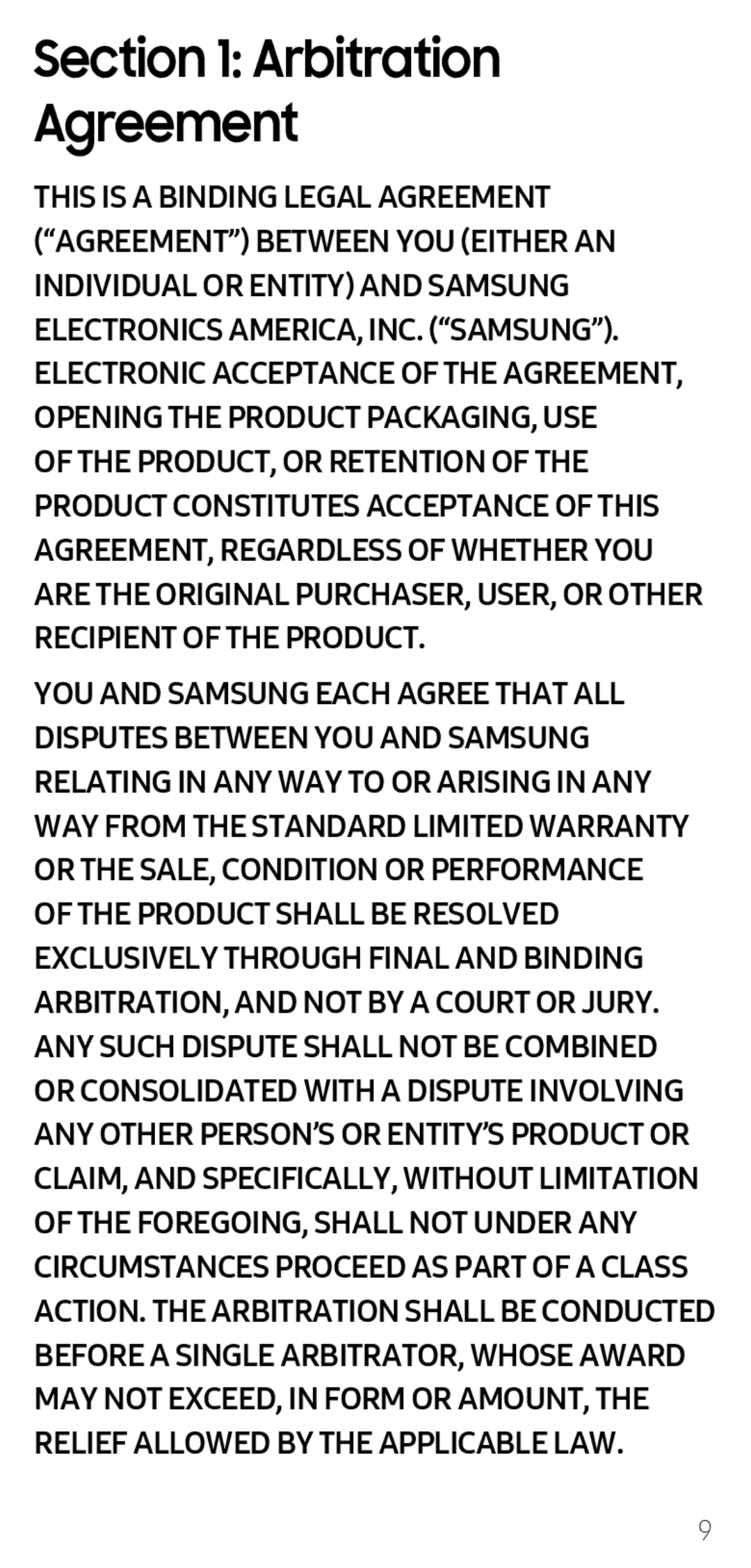 Section 1: Arbitration Agreement