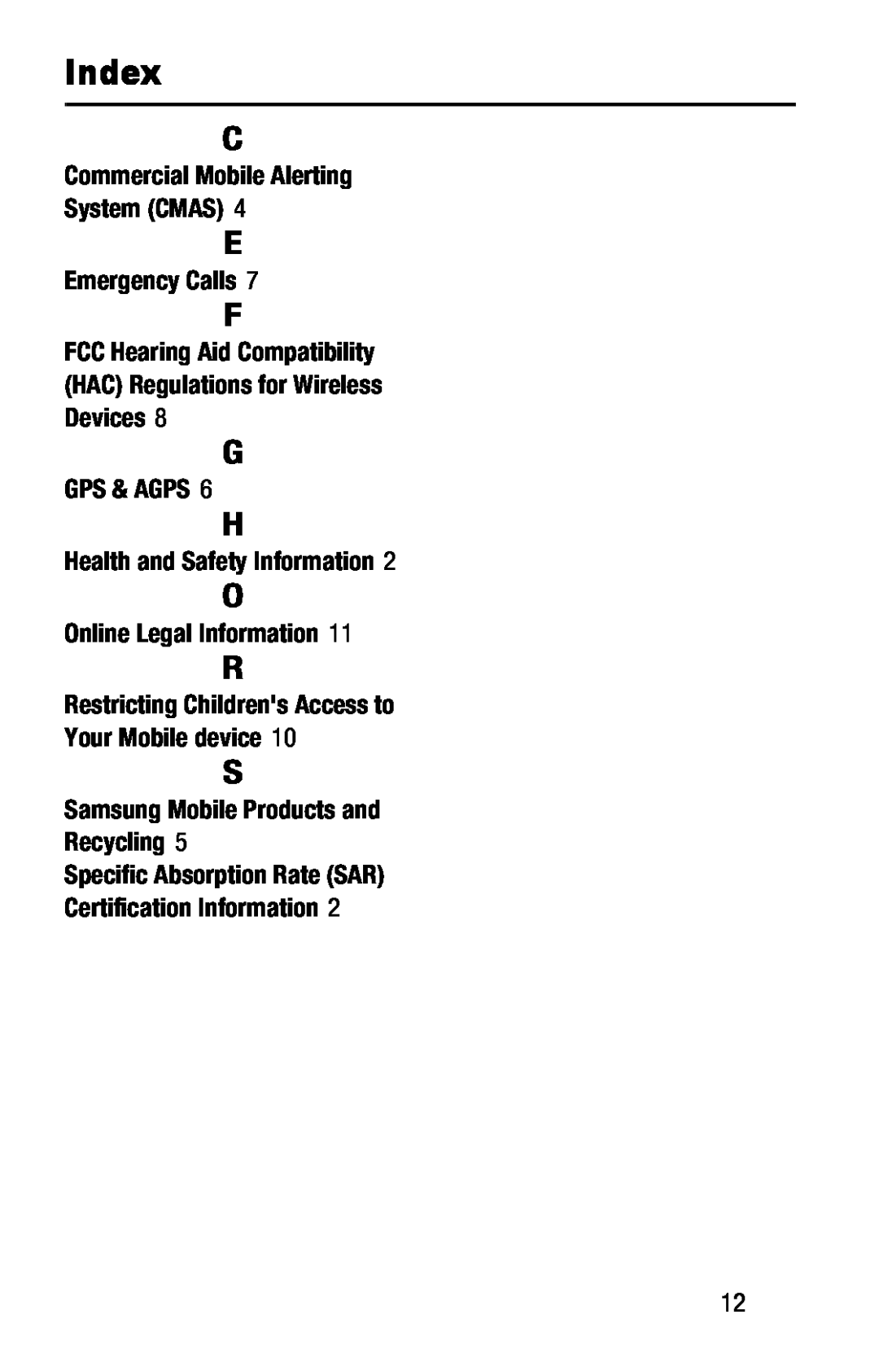 Specific Absorption Rate (SAR) Galaxy J1 Pre-Paid Verizon