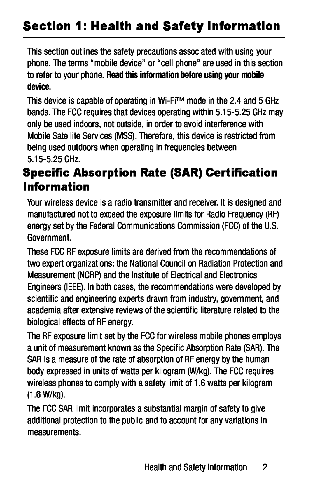 Specific Absorption Rate (SAR) Certification Information Galaxy J1 Pre-Paid Verizon