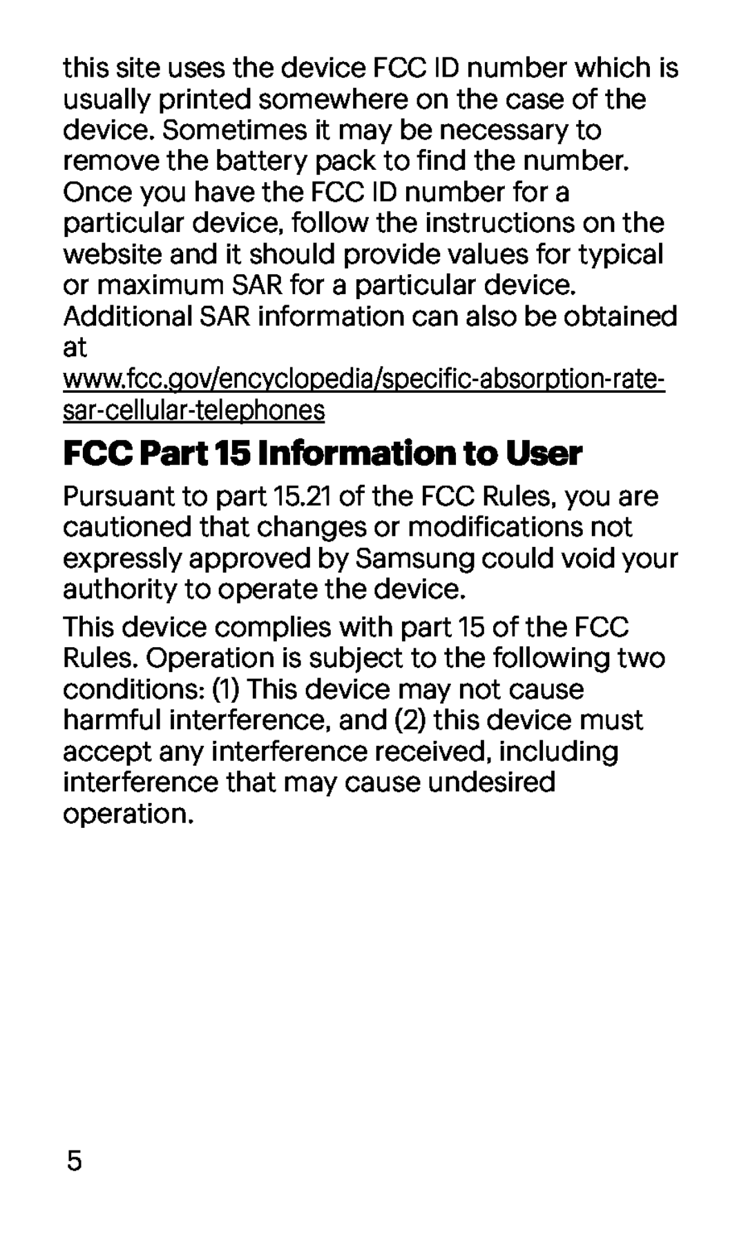 FCC Part 15 Information to User