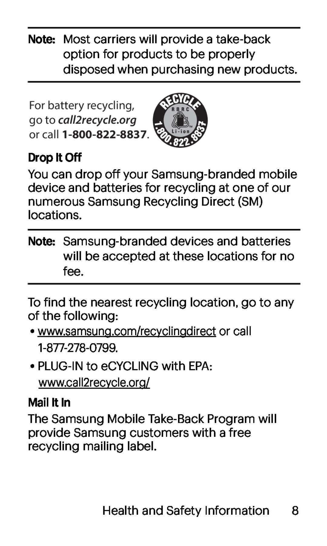 call2recycle.org Galaxy J3 Virgin Mobile