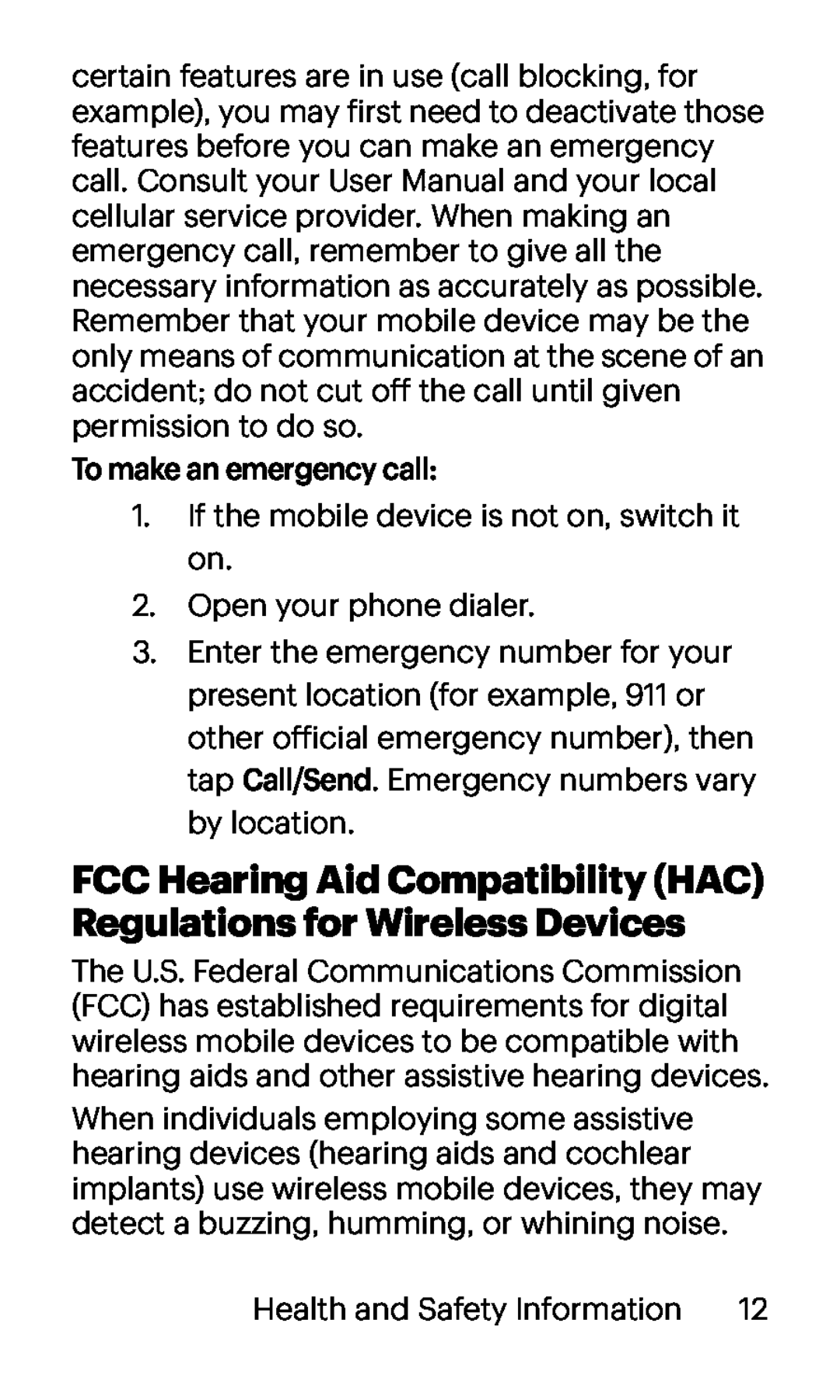 FCC Hearing Aid Compatibility (HAC) Regulations for Wireless Devices Galaxy J3 Virgin Mobile