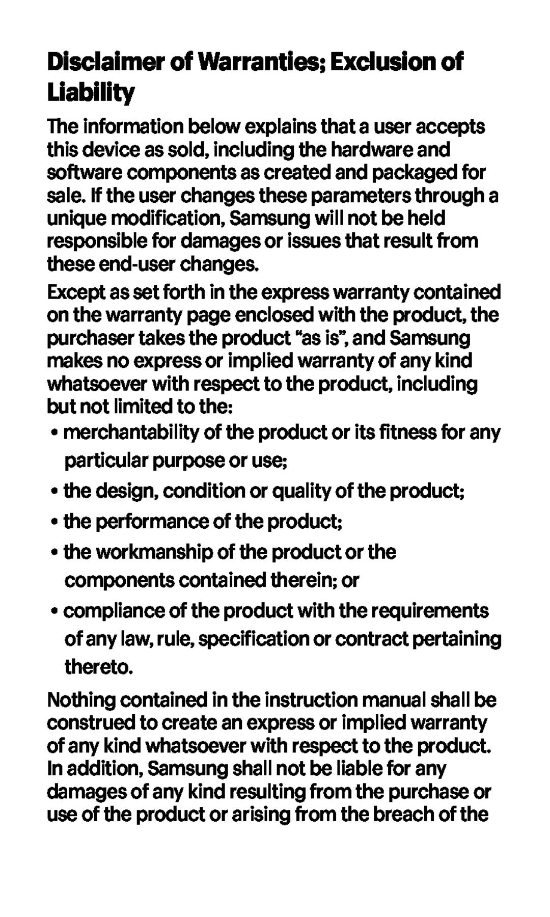 Disclaimer of Warranties; Exclusion of Liability Galaxy J3 Virgin Mobile