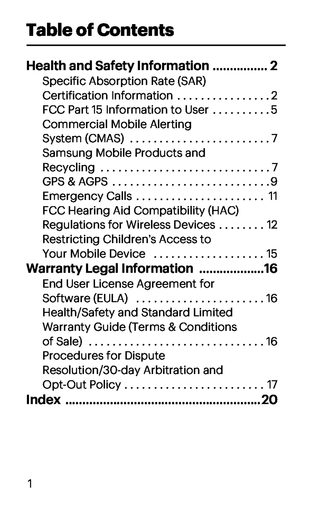 Table of Contents