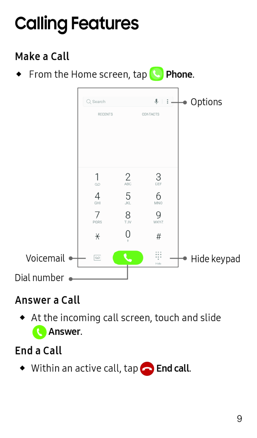 Calling Features Galaxy J3 2017 Metro PCS