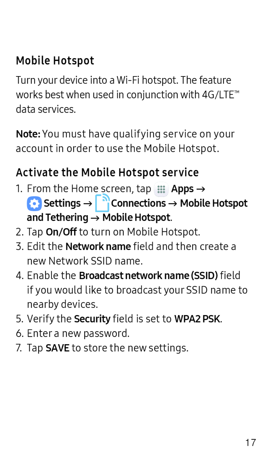 Mobile Hotspot Galaxy J3 2017 Metro PCS