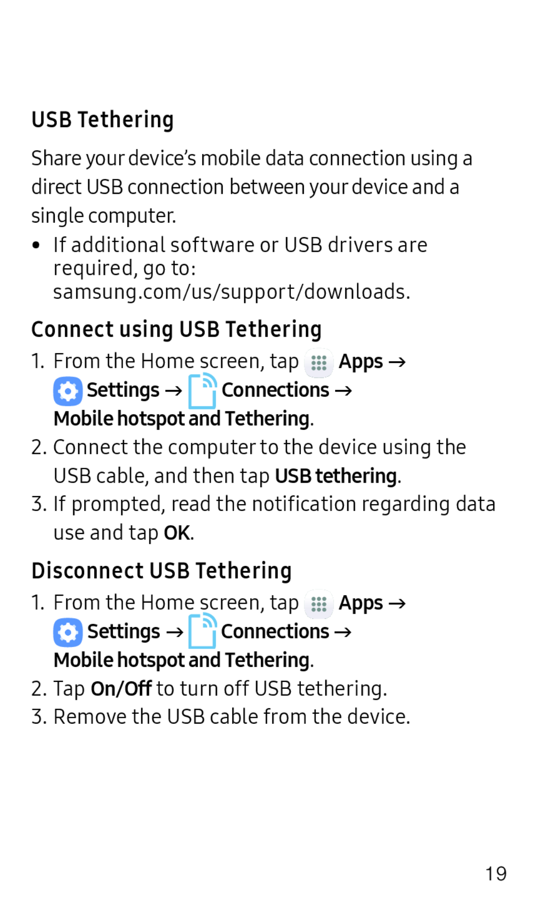 Connect using USB Tethering Galaxy J3 2017 Metro PCS