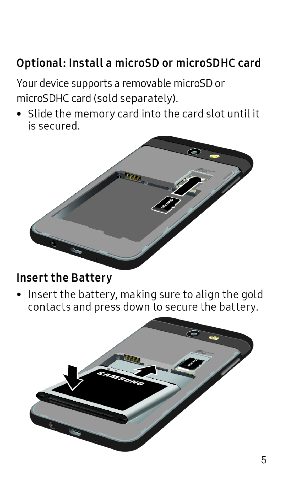 Insert the Battery Galaxy J3 2017 Metro PCS