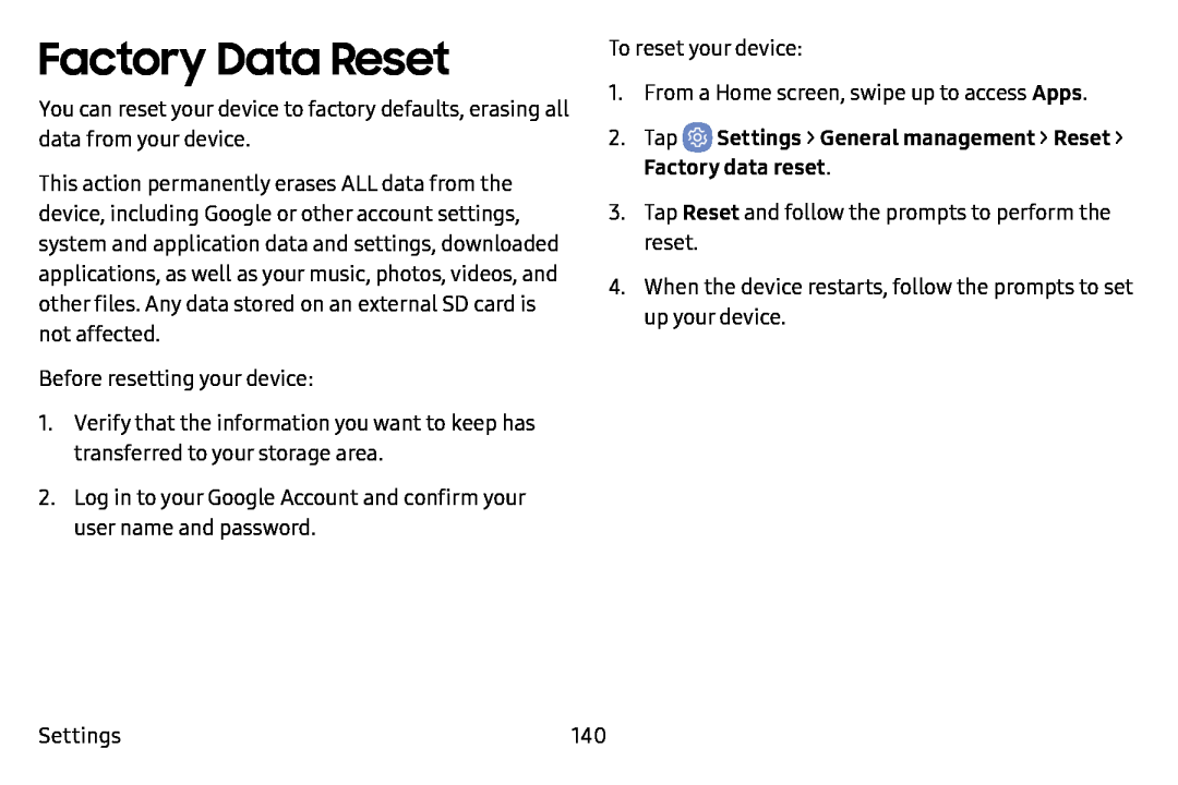 Factory Data Reset Galaxy J7 T-Mobile