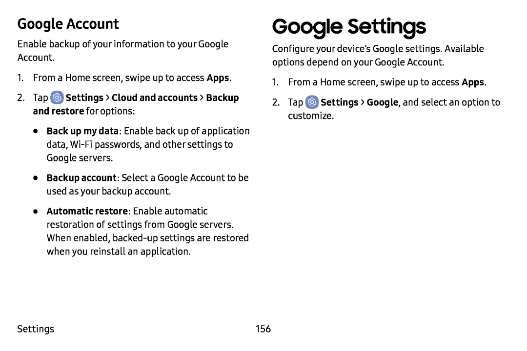 Google Settings Galaxy J7 T-Mobile