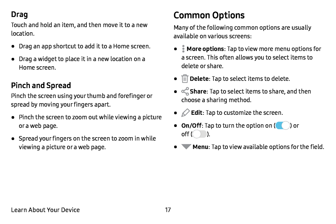 Common Options Galaxy J7 T-Mobile