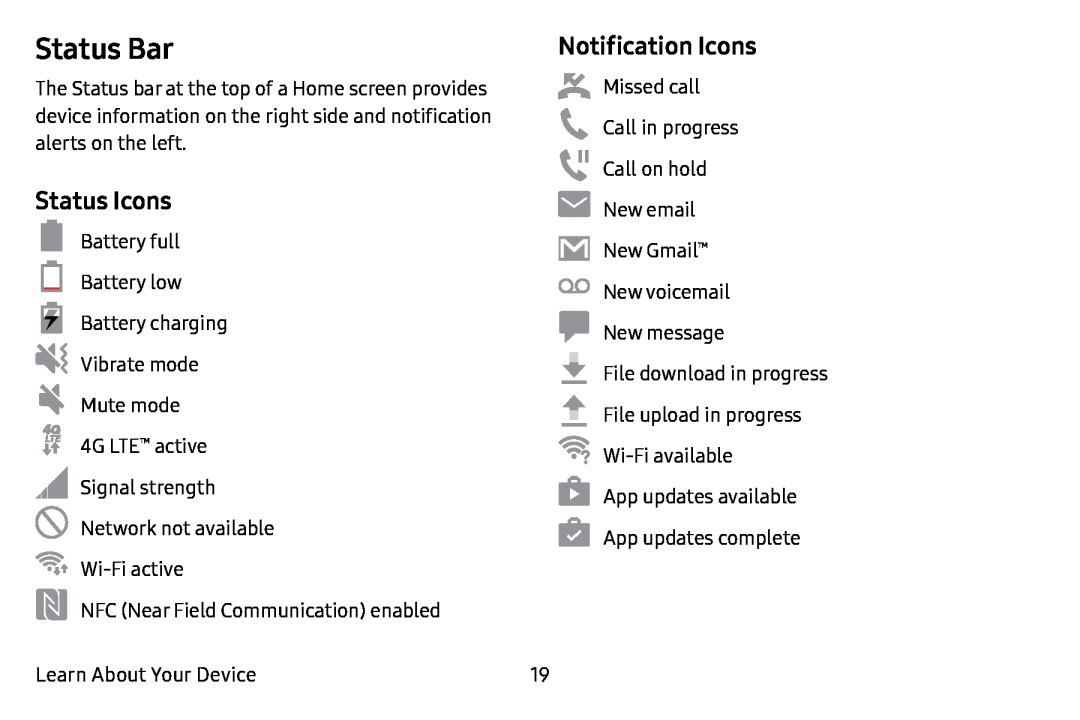 Notification Icons Galaxy J7 T-Mobile