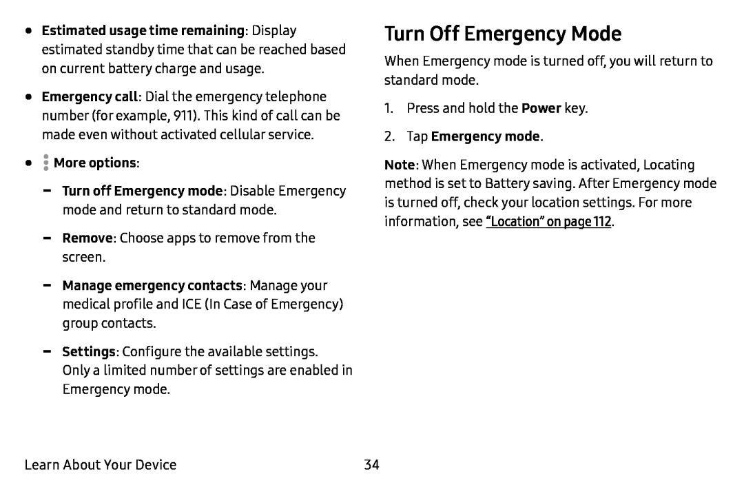 Turn Off Emergency Mode