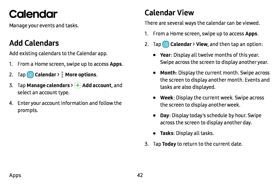 Calendar View Galaxy J7 T-Mobile