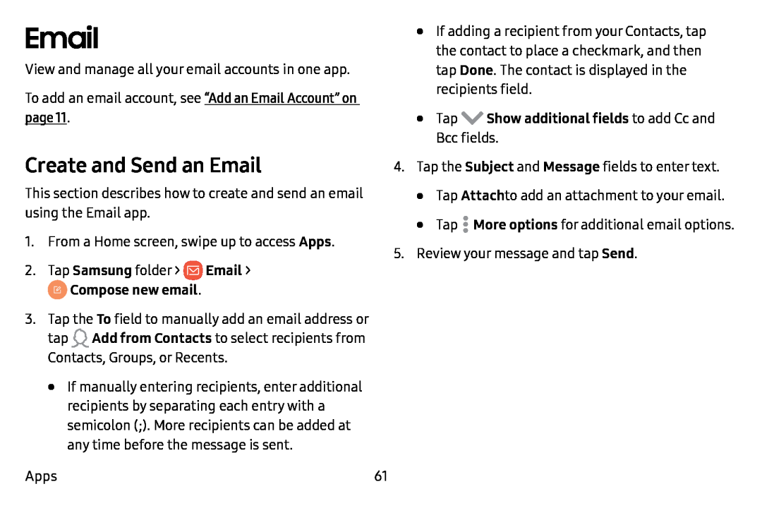 Create and Send an Email Email