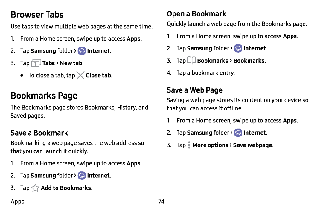 Open a Bookmark Galaxy J7 T-Mobile