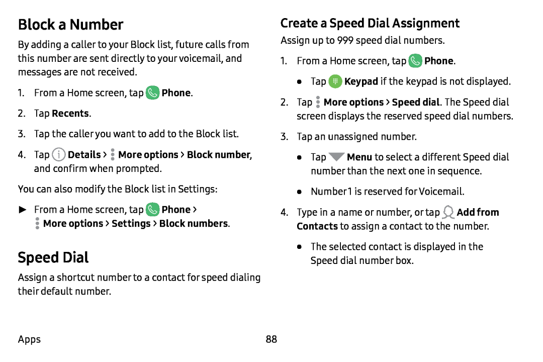 Create a Speed Dial Assignment Block a Number