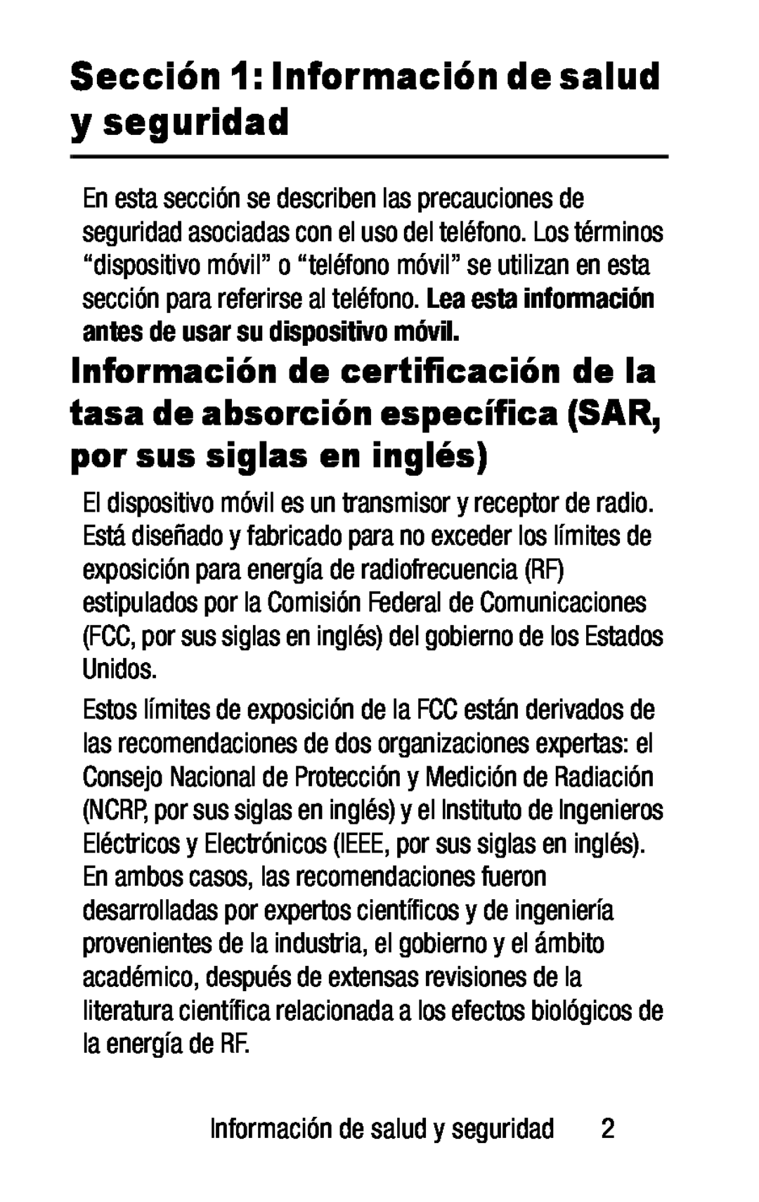 Información de salud y seguridad Galaxy J7 2017 AT&T