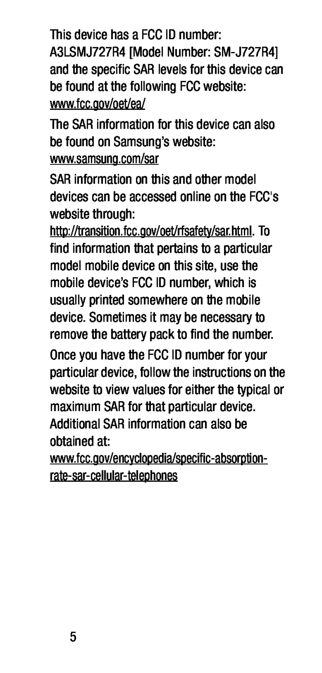 www.samsung.com/sar Galaxy J7 2017 US Cellular