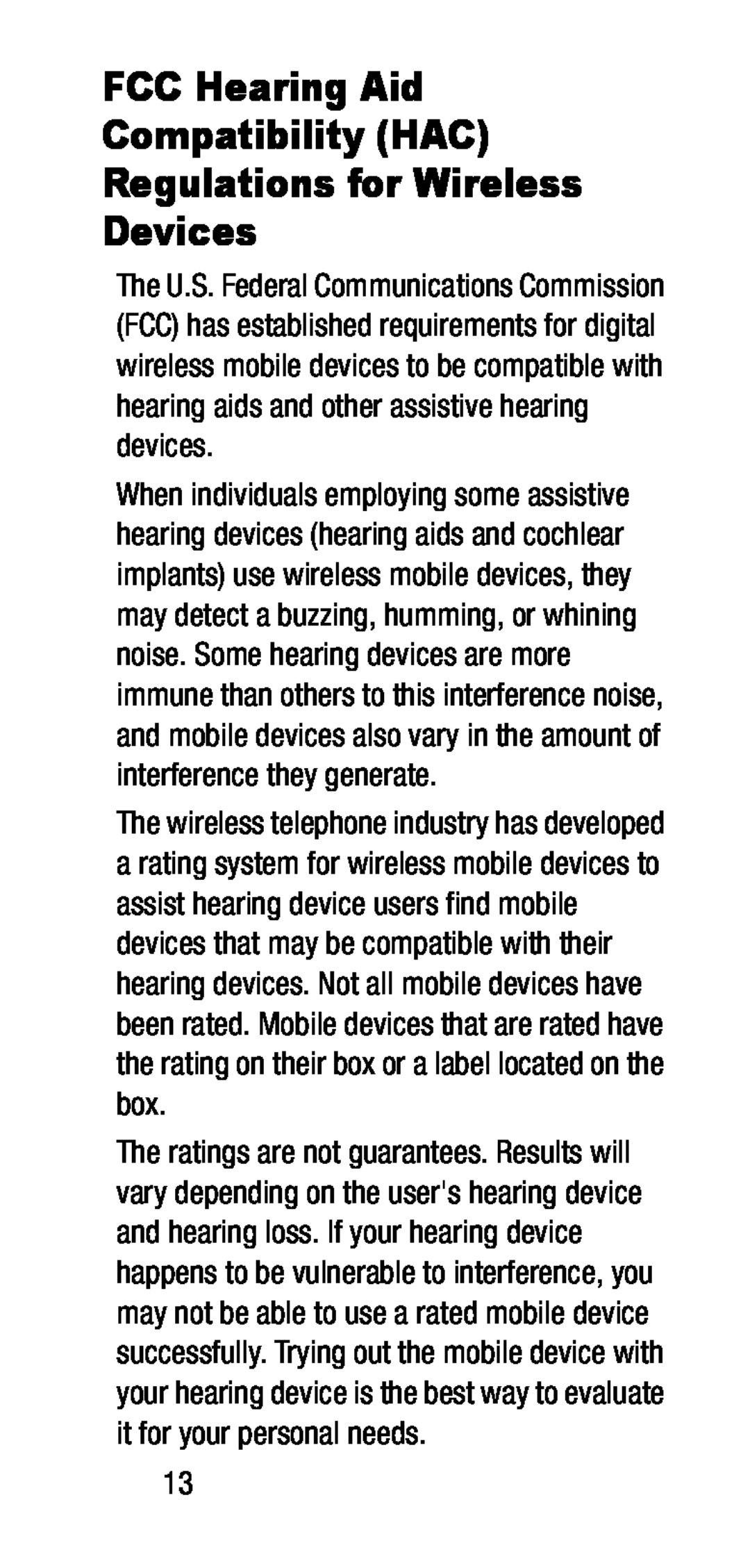 FCC Hearing Aid Compatibility (HAC) Regulations for Wireless Devices Galaxy J7 2017 US Cellular