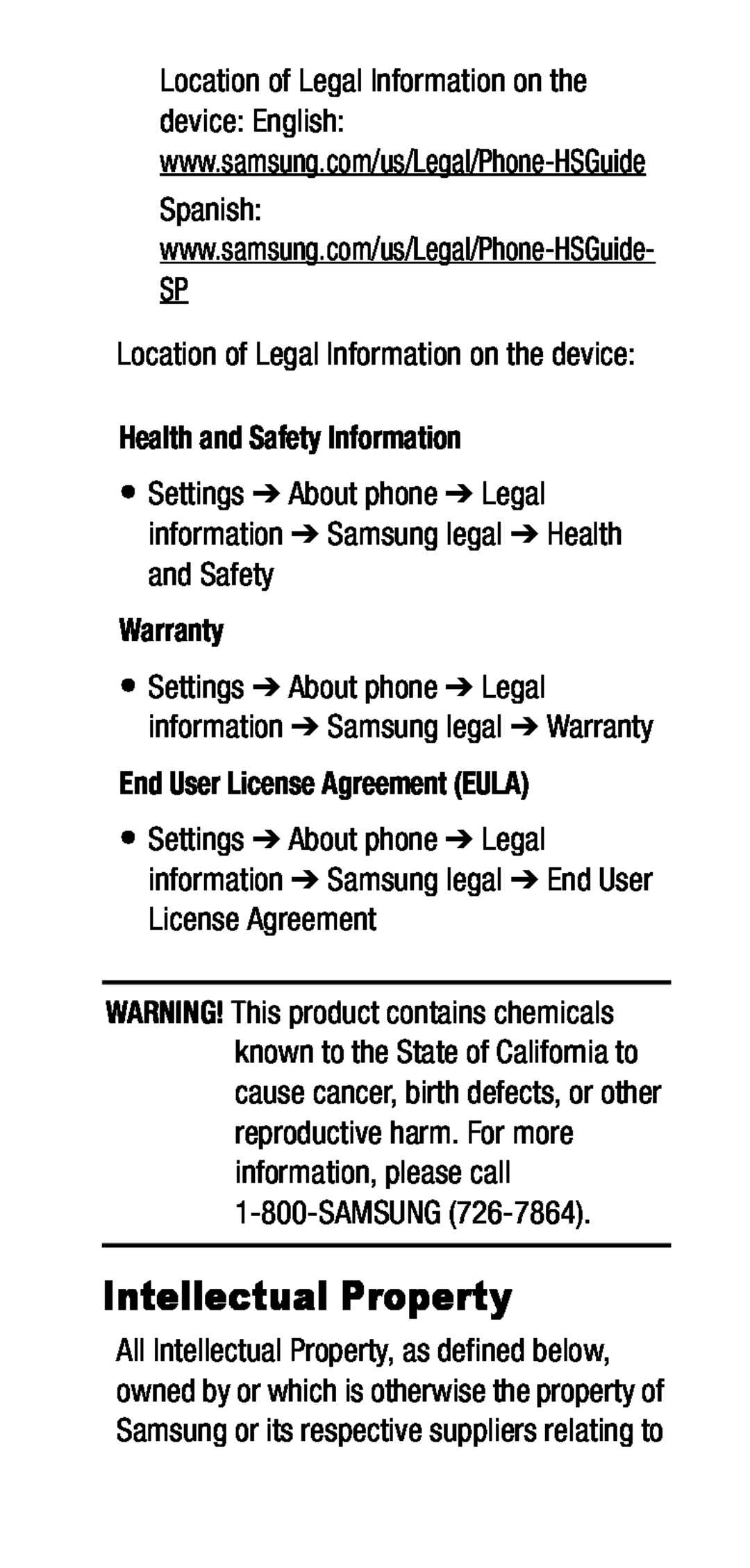 •Settings ➔ About phone ➔ Legal information ➔ Samsung legal ➔ Health and Safety Galaxy J7 2017 US Cellular