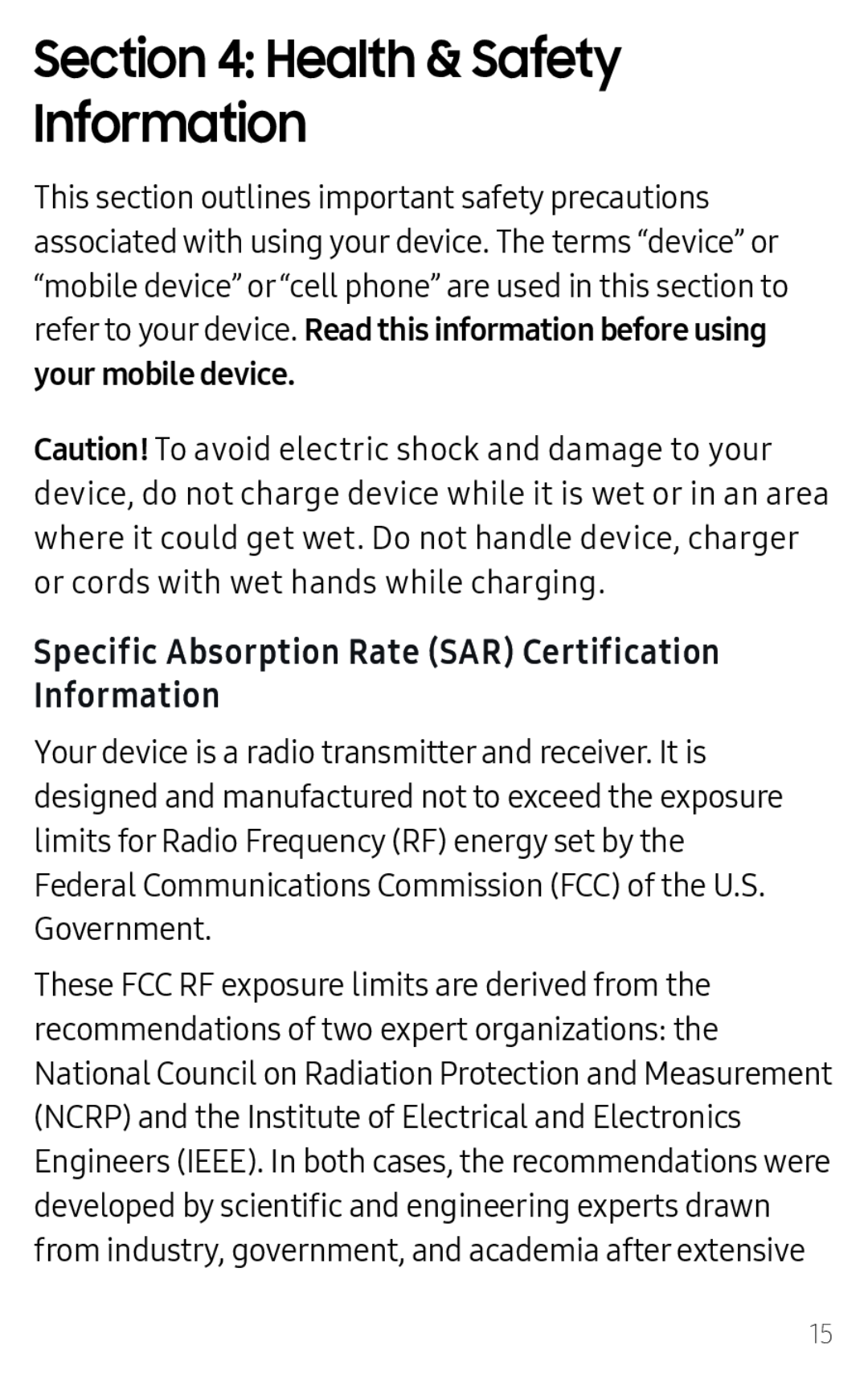 Section 4: Health & Safety Galaxy J7 2018 AT&T