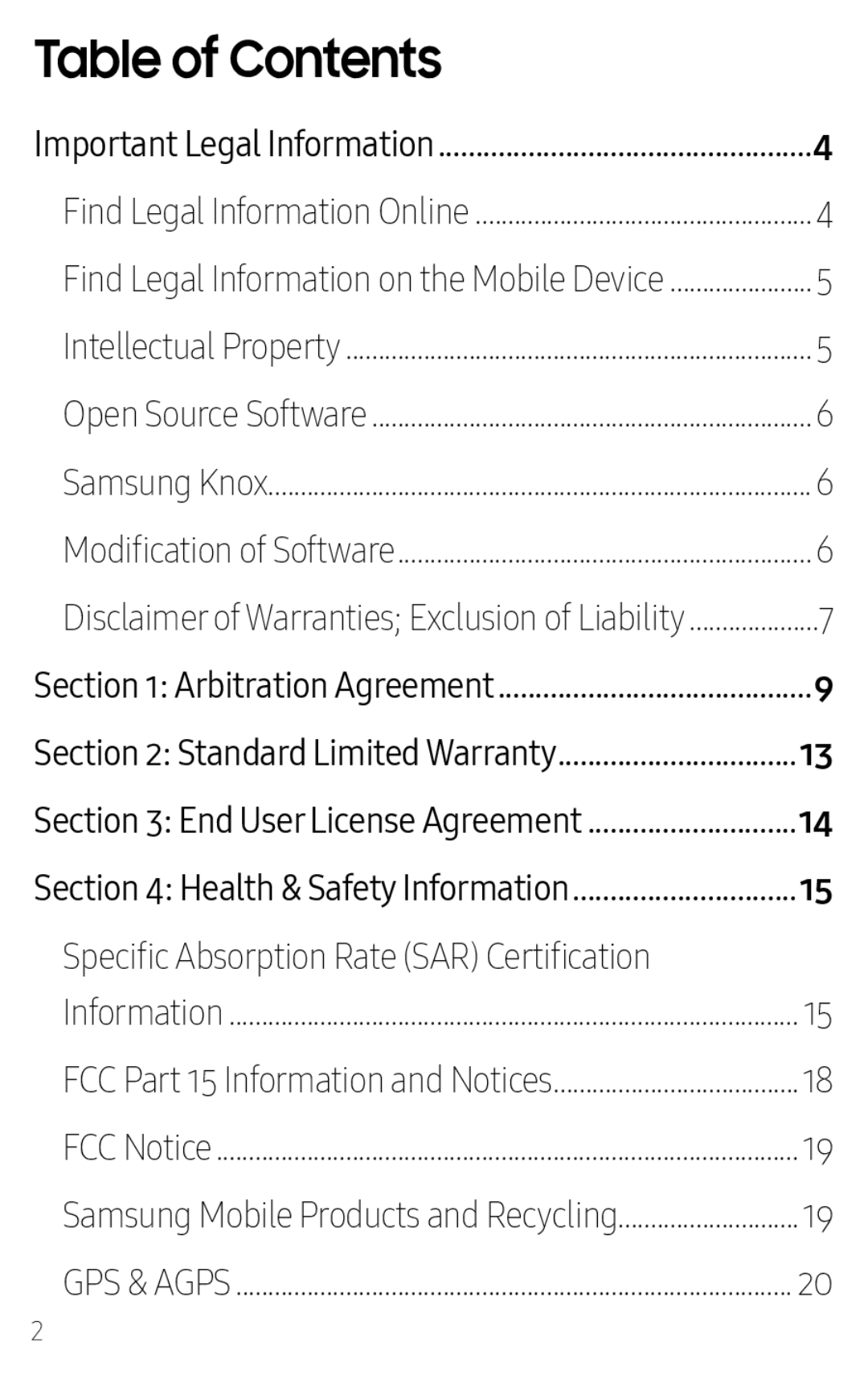 Table of Contents Galaxy J7 2018 AT&T