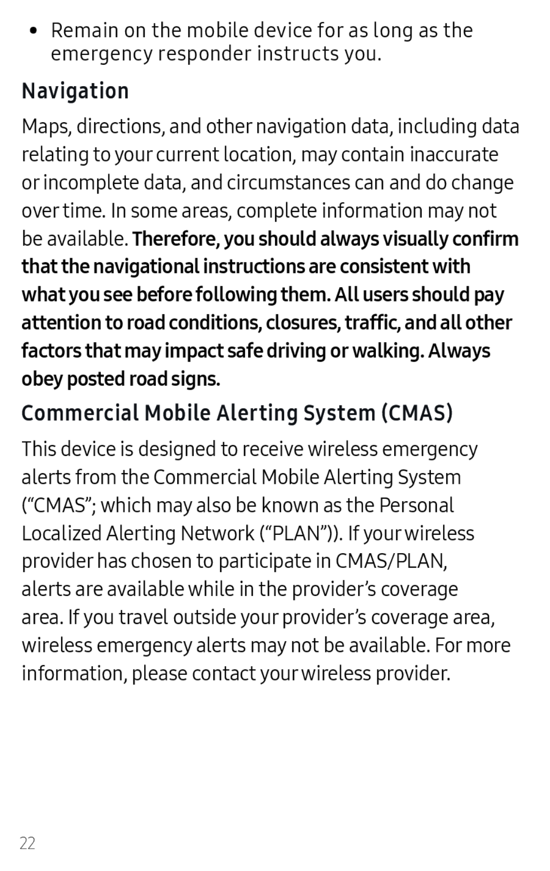 Commercial Mobile Alerting System (CMAS) Galaxy J7 2018 AT&T